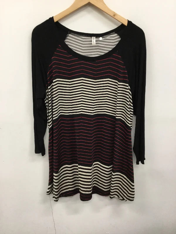 Top Long Sleeve By Emerald In Striped Pattern, Size: 2x