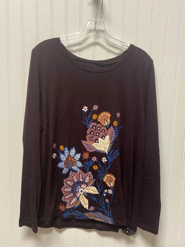 Top Long Sleeve By Loft In Purple, Size: L