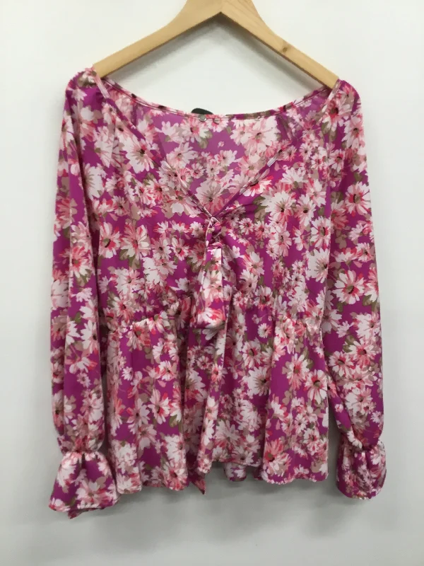 Top Long Sleeve By Shein In Purple, Size: 2x