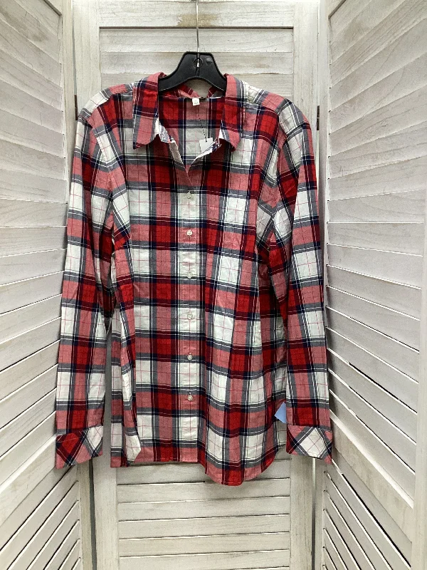 Top Long Sleeve By Talbots In Plaid Pattern, Size: Xl